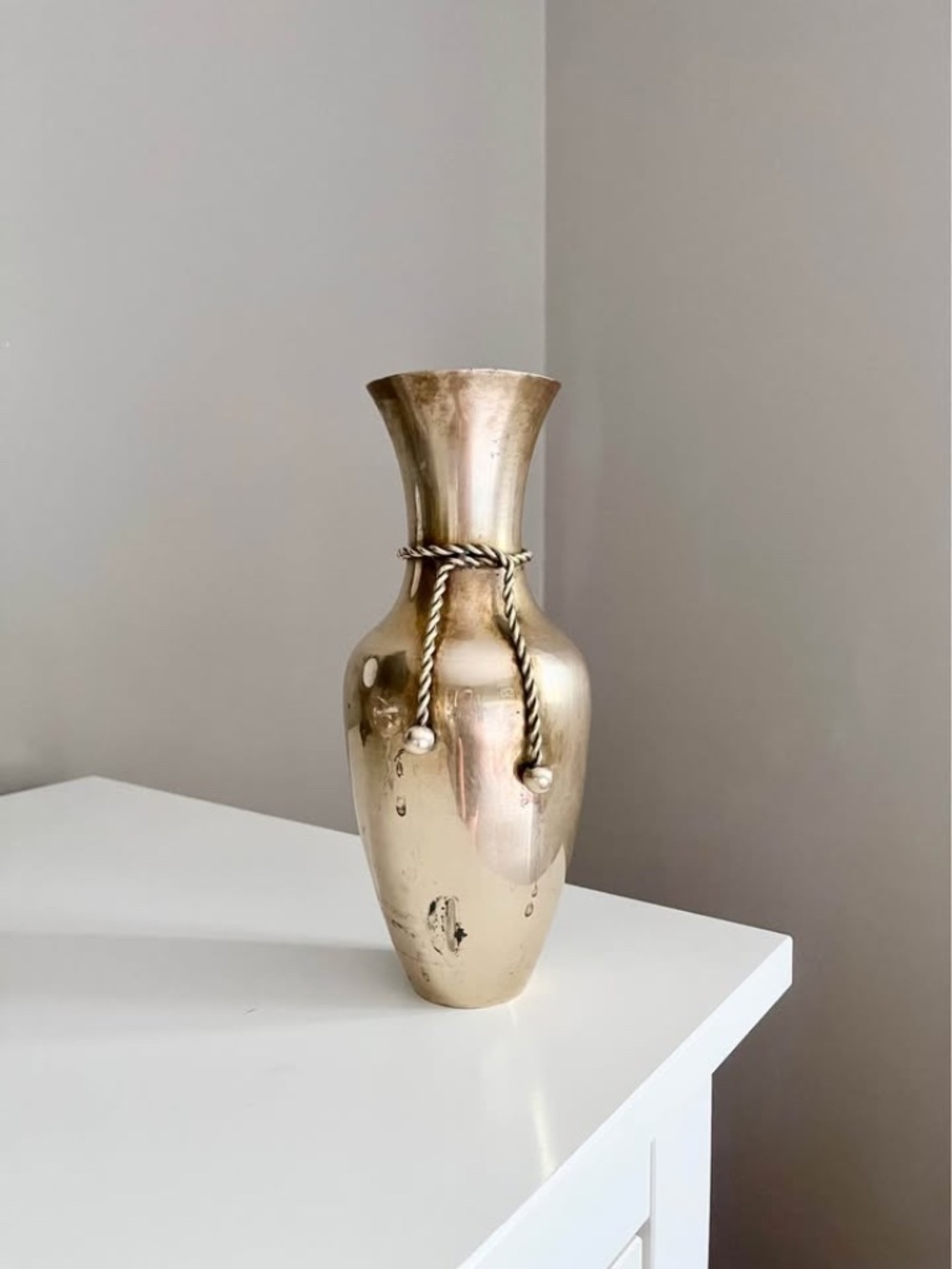 Vintage Brass Vase Hollywood Regency Cottagecore Table Decor